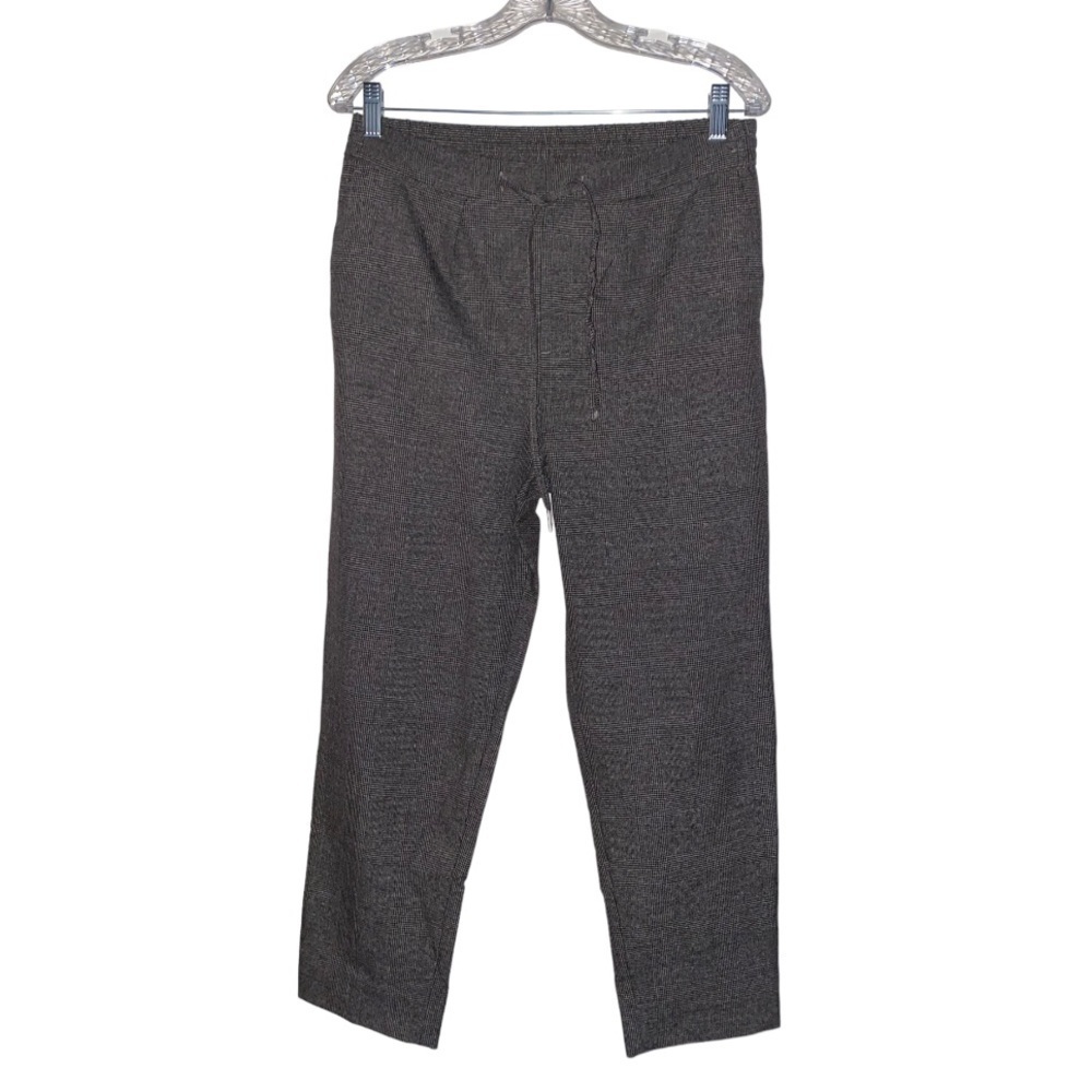Zara Houndstooth Crop Brown Women Joggers Pants Small Pocketsâ